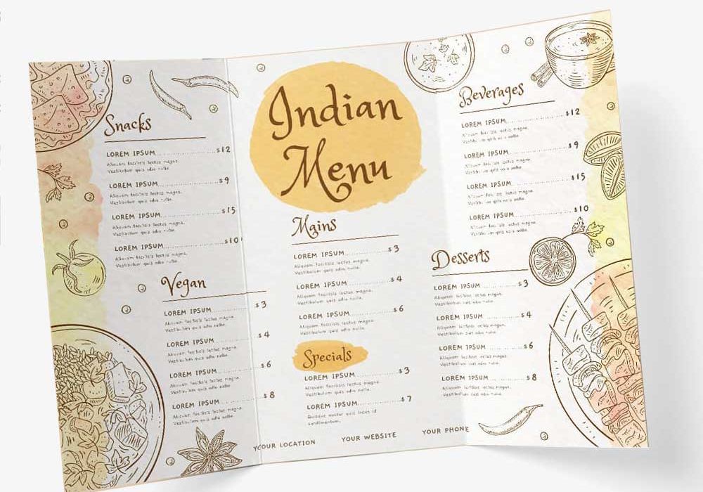 Menu cards and restaurant branding